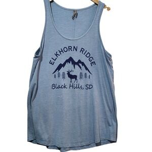 Platinum Elkhorn Ridge Black Hills‎ SD Graphic Tank Top Heather Blue Womens L